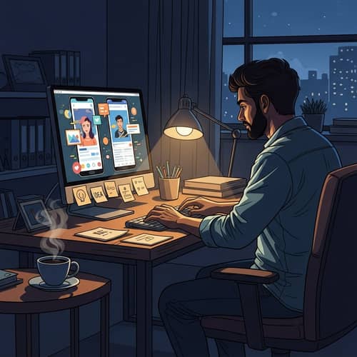 Inspiring Mobile App Development at 3 AM: Serene Night-time Scene