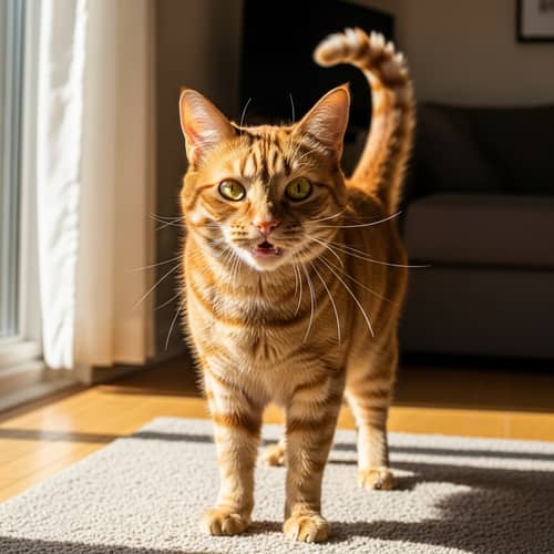 Spirited and Feisty Cat with Bold Stance and Expressive Face