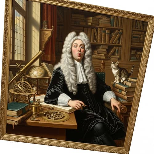 Isaac Newton Mewing: Scientific Figure in Humorous Pose