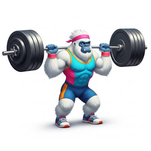 Powerful Yeti Lifts Heavy Barbell - Vibrant Athletic Scene