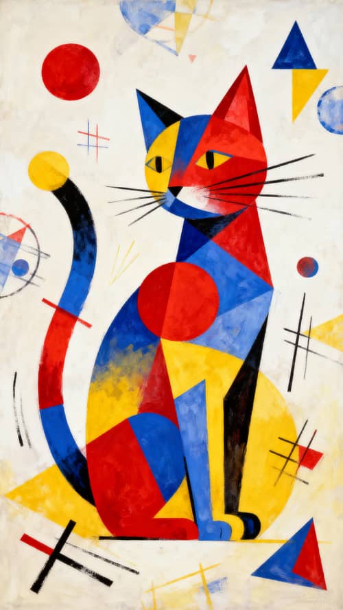 Kandinsky Style Cat Art - Abstract Feline Design