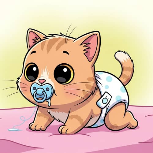 Adorable Newborn Kitten Cartoon - Cute Infant Character