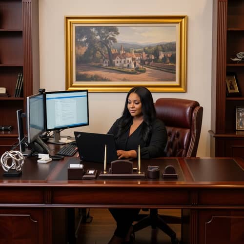 Charming Plus-Size African American Woman in Lavish Office
