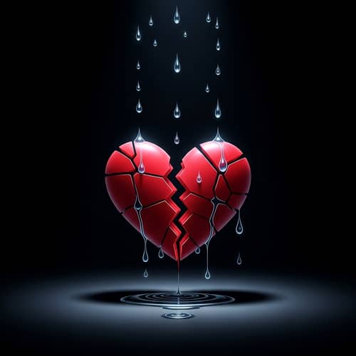 Vibrant Red Broken Heart Art | Emotional Pain Illustration