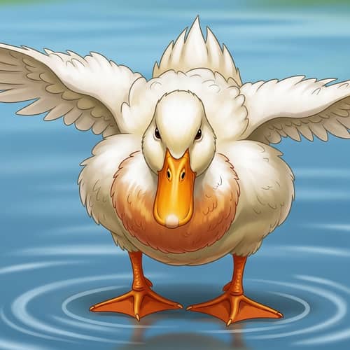 Angry Duck Illustration | Serene Pond Scene
