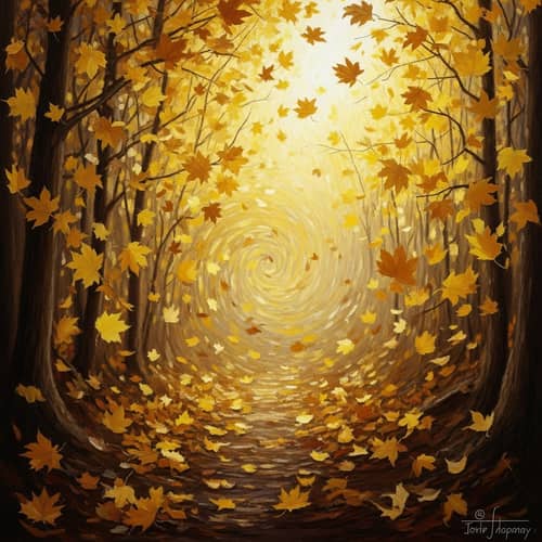 Impressionistic Autumn Leaves Painting - Warm Yellows and Browns