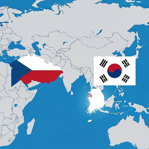 Czechia and South Korea: Prominent Countries World Map Illustration Czechia and South Korea: Prominent Countries World Map Illustration