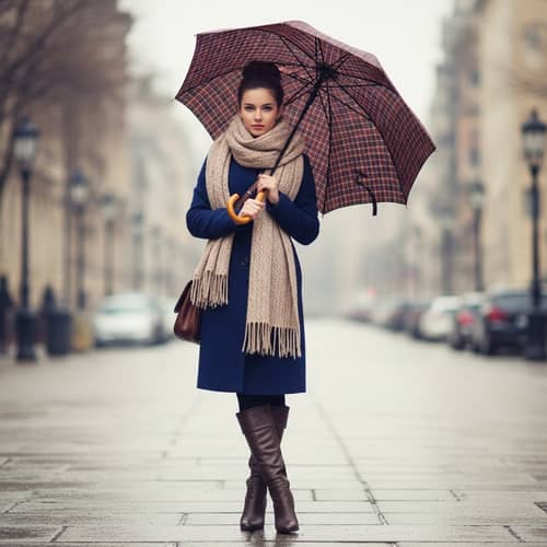 Stylish French Woman with Vintage Umbrella | Classic Elegance