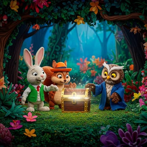 Magical Forest Puppet Show with Diverse Characters
