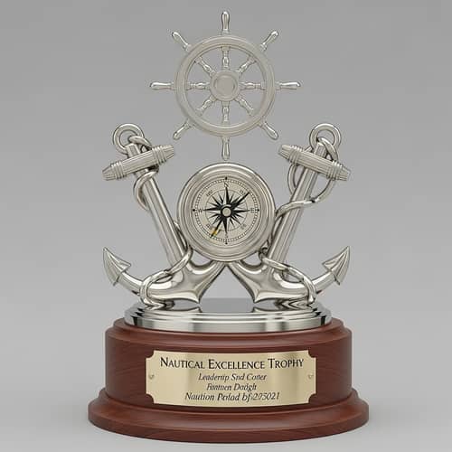 Elegant Nautical Excellence Trophy Design