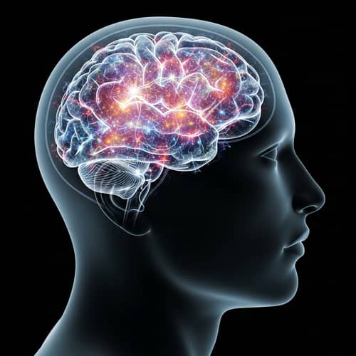 Colorful Sparkling Brain: Cognition & Science Concept