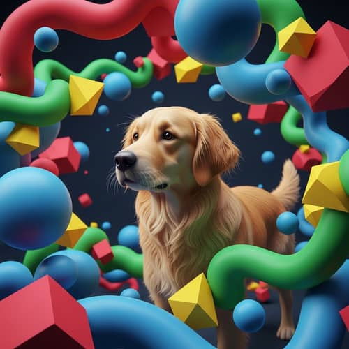 Abstract Dog Art: Bold Colors & Lifelike Detail