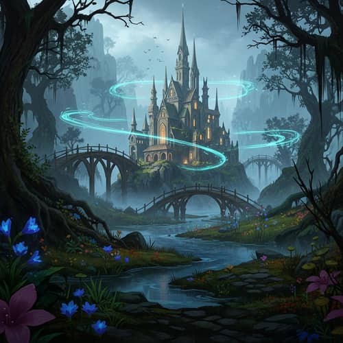 Enchanting Swamp with Mystical Academy - Magical Landscape