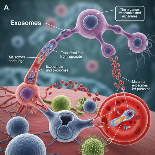 Role of Exosomes in Malaria: Cellular Exchange Illustration