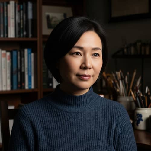 Elegant Portrait of an Asian Woman in Her Forties | Chiaroscuro Inspired