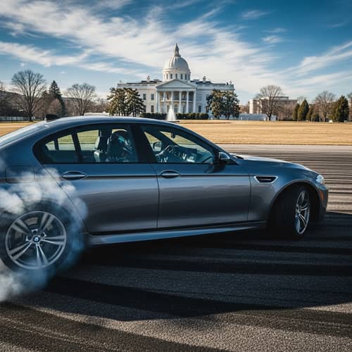 Luxury BMW Drifting at White House | Exhilarating Scene