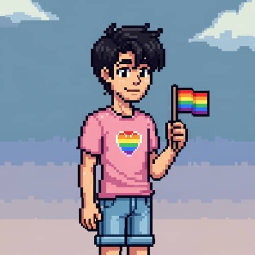 Pixel Art Male Character with Gay Culture Traits
