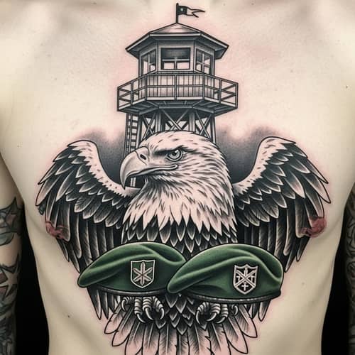 Majestic Eagle Tattoo Design with Green Berets | Booth-Style House
