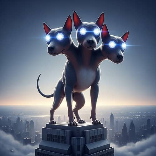 Three-Headed Dog Sculpture | Majestic Creature Art