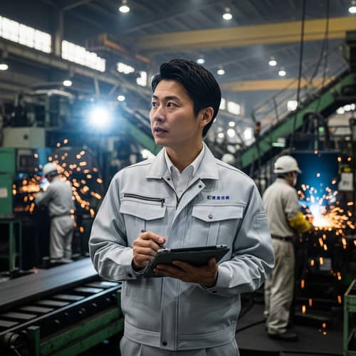 Corporate Consultant Investigating in Industrial Factory