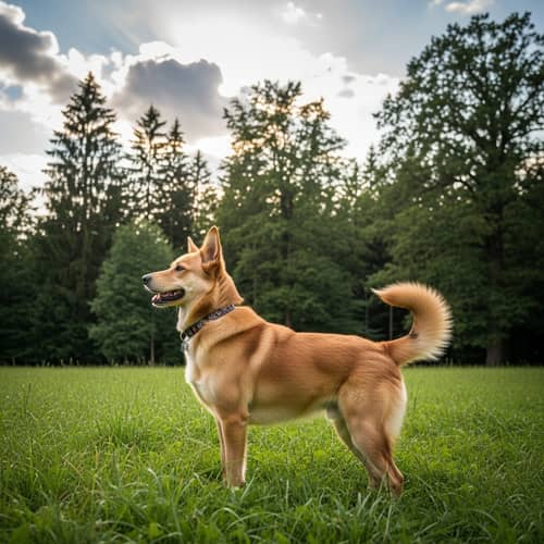Serene Medium-Sized Dog in Lush Grass Field