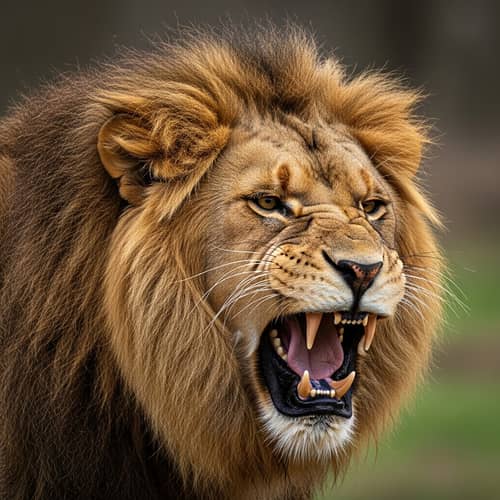 Powerful Lion Roaring - Exuding Strength and Fierceness