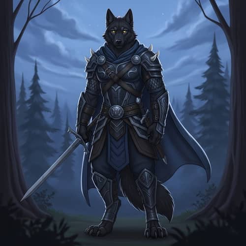Male Black Wolf in Striking Nordic Warrior Costume