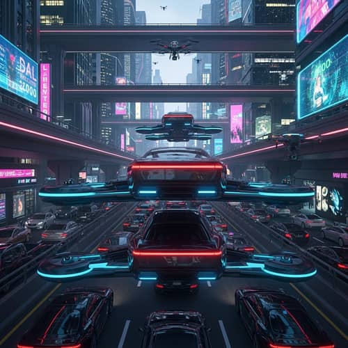 Futuristic Traffic Congestion: Metropolis Cityscape