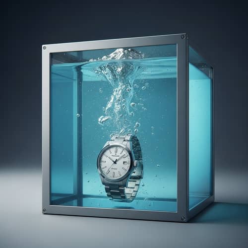 Stylish Wristwatch in Glass Water Box