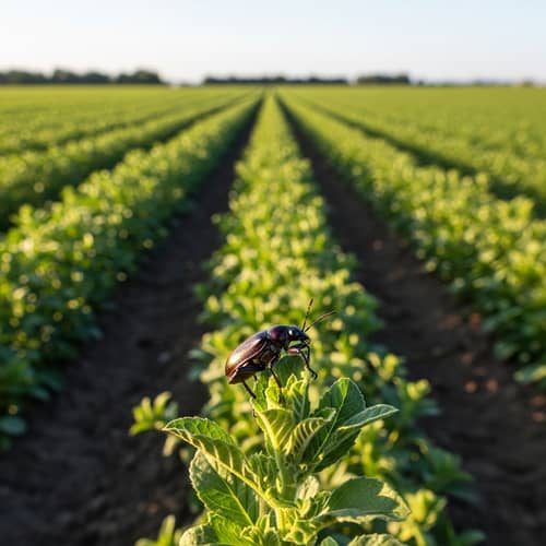 Insect Devouring Crops in Field - Agricultural Challenge