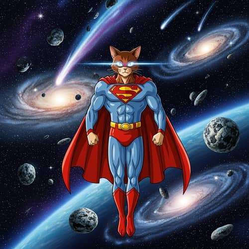 Super Cat: Celestial Beauty in Space | Japanese Anime Style
