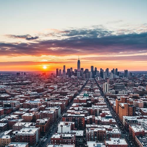 Abstract Urban Landscape at Sunset