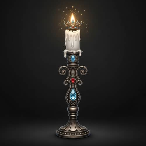 Majestic Candlestick with Golden Crown | Antique Decor