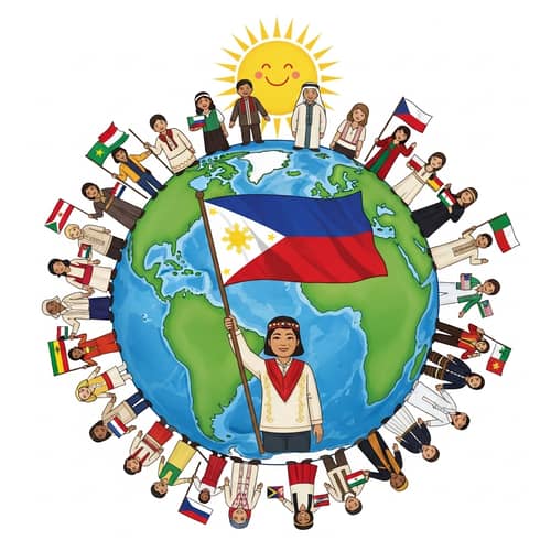 Global Unity: People from Diverse Cultures Celebrating Together
