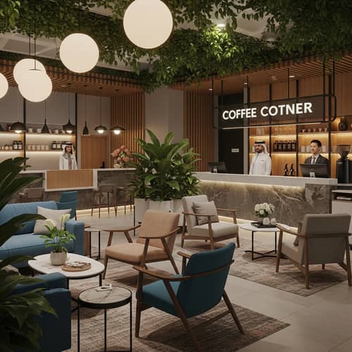Modern Lifestyle Hotel Reception: Cozy Decor, Friendly Staff & Fresh Coffee