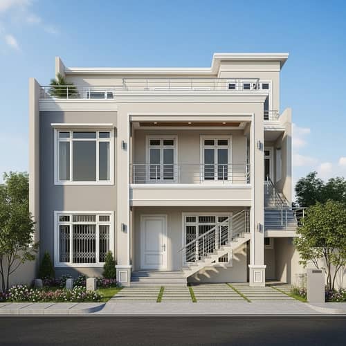 20ft Wide Modern House G+1 Elevation Design