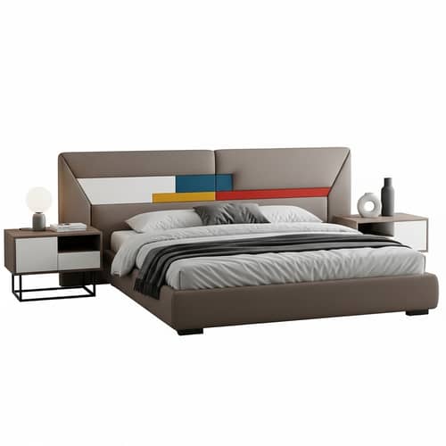 Modern King Size Bed with Headboard & Night Stands | Sleek Design