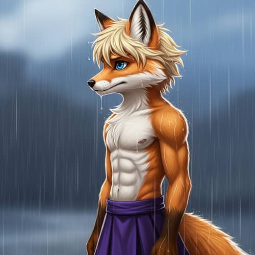 Intriguing Fox Boy with Striking Blue Eyes and Blonde Hair