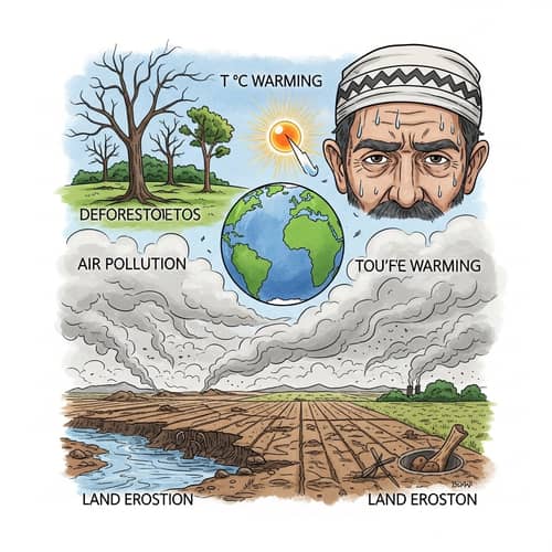 Climate Change Effects in Pakistan - Illustration Depiction