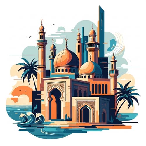 Abstract Illustration of Gaza's Cityscape | Colorful & Tranquil Art