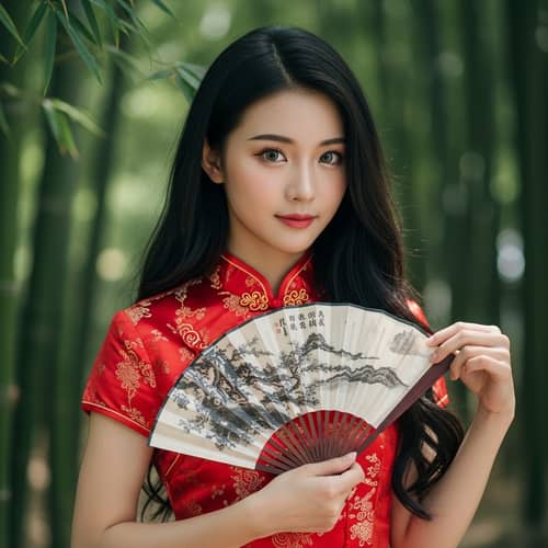 Beautiful Chinese Girl in Traditional Cheongsam