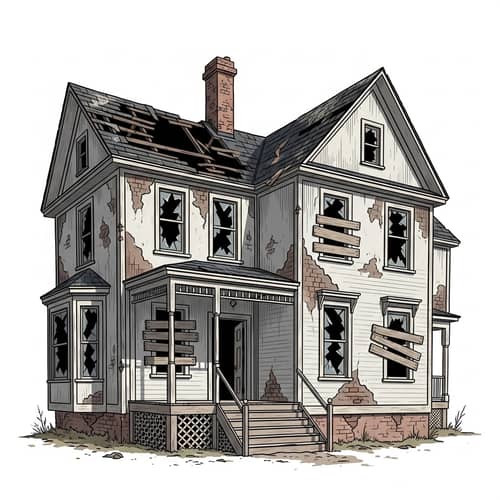 Haunting Image of an Abandoned, Deteriorating House