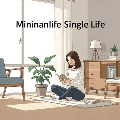 Minimalist Single Life: Serene Asian Woman in Modern Space