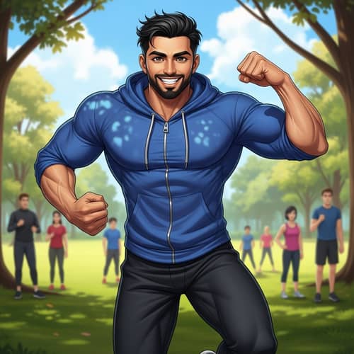 Energetic South Asian Man in Athletic Gear | Active Lifestyle Scene