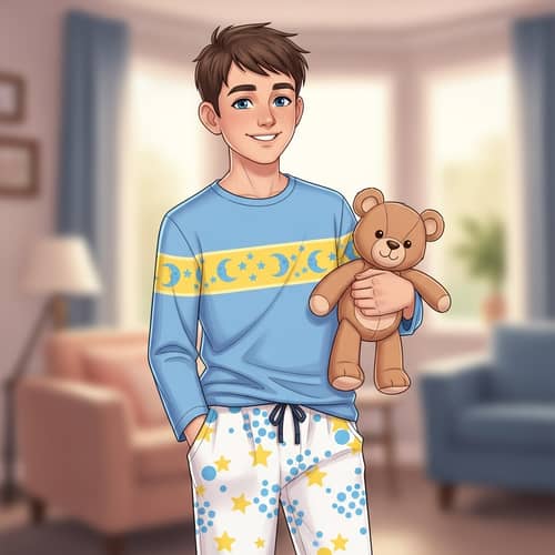 Cute 13-Year-Old Boy in Pampers Baby Dry-Inspired Outfit