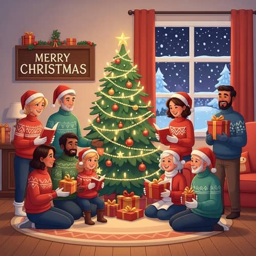 Heartwarming Christmas Celebration Illustration | Joy & Unity