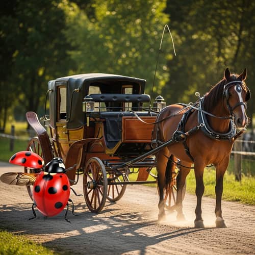 Charming Ladybug & Elegant Horse-Drawn Carriage