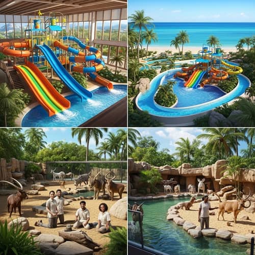 Luxurious Beachfront Mansion with Indoor Water Park & Private Zoo