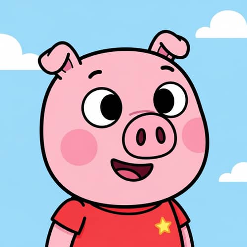 Adorable Pink Cartoon Pig | Kids' Cartoon Character