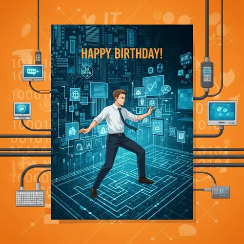 Digital-themed Festive Birthday Card for IT Specialist